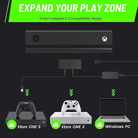 TNP Kinect Adapter for Xbox One S/X & Windows PC - Easy to Use, USB 3.0, Includes Power Adapter, AC Power Cable & USB 3.0 Cable