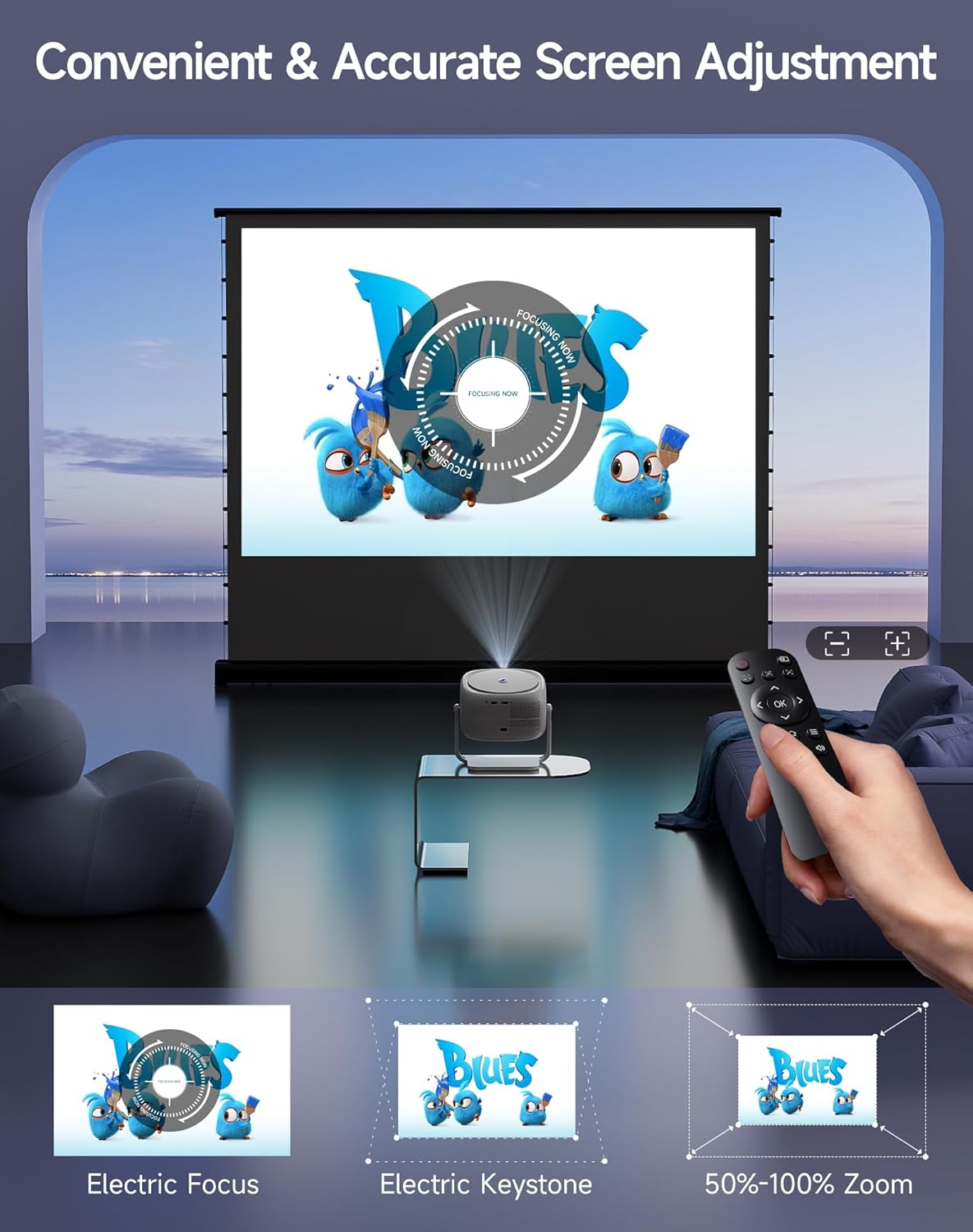 XIAPIPRO 400ANSI 1080P Full HD Projector, Home Theater Projector with WiFi & Bluetooth, LED Projector for Movies, Gaming, and Outdoor Use – Compatible with TV Stick, Laptop, Smartphone, USB, HDMI